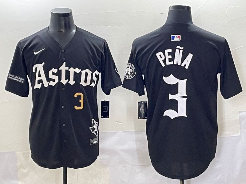 Men 2025 Houston Astros #3 Pena Black Five generations Joint Name Nike MLB Jersey style 14